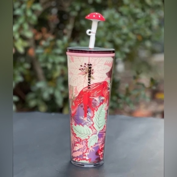 Starbucks Venti 2022 Enchanted Forest Tumbler With Silicon Mushroom Straw Top - Picture 1 of 5